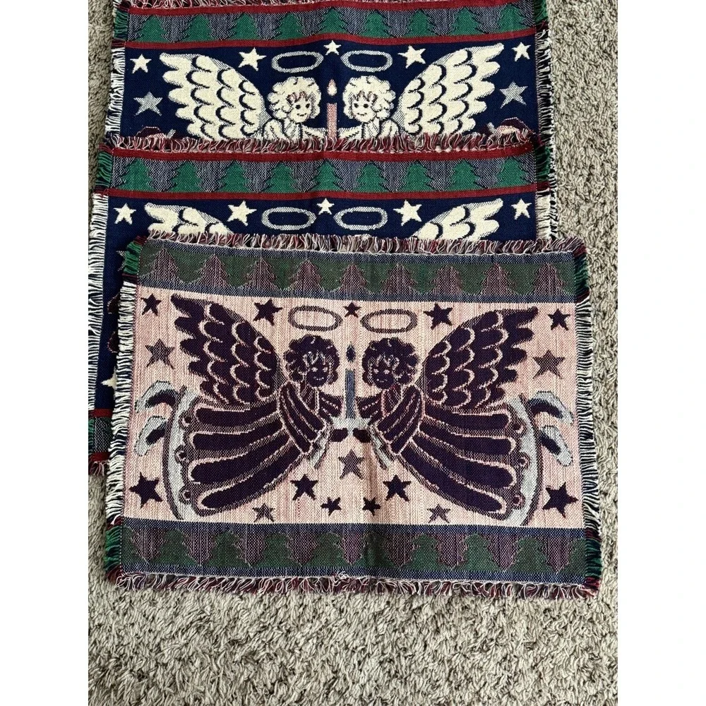 Christmas Angels Placemats Tapestry Set Of Four Used‎ Once